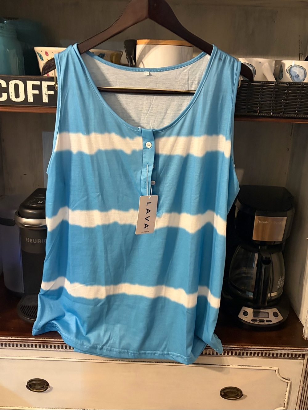 Blue & White Stripe Sleeveless Top XXL new with tags